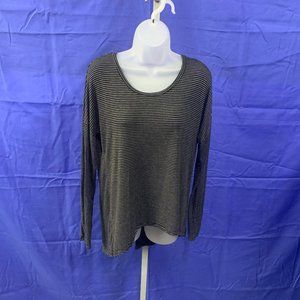 M/M Black & Gray Striped Split Back 3/4 Shirt